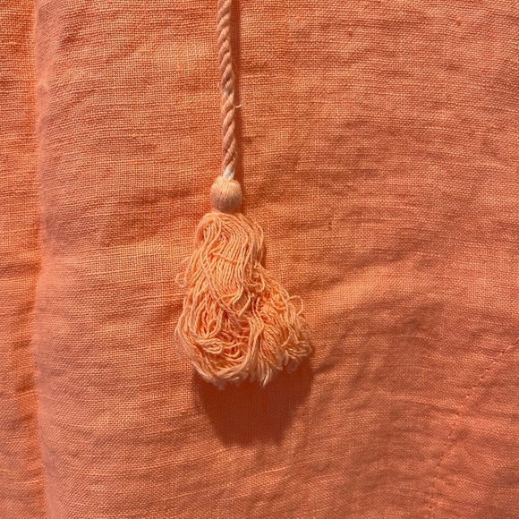 Valentina Naldi Linen Dress with Tassels Peach Size Medium NWT - Picture 3 of 6